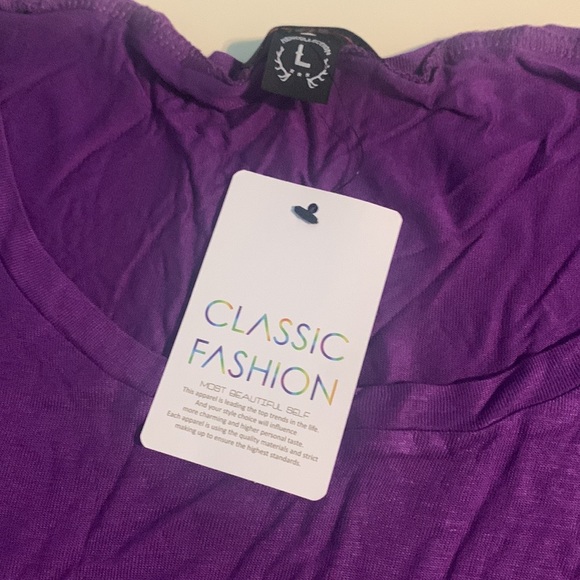 Purple, Short sleeved curved hem shirt - Picture 3 of 6